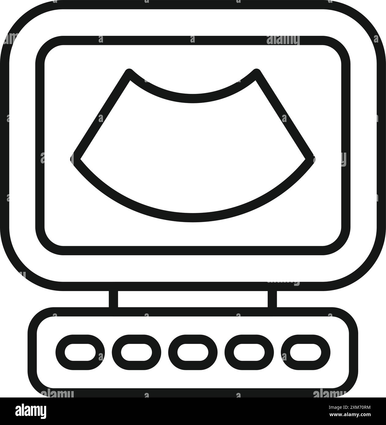 La macchina a ultrasuoni visualizza un feto durante un controllo di gravidanza presso lo studio medico Illustrazione Vettoriale