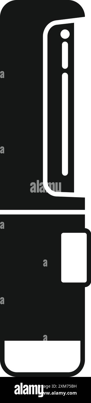 Icona di glifo nera per il coltello a penna elettrico che mostra la lama affilata per motivi di sicurezza Illustrazione Vettoriale