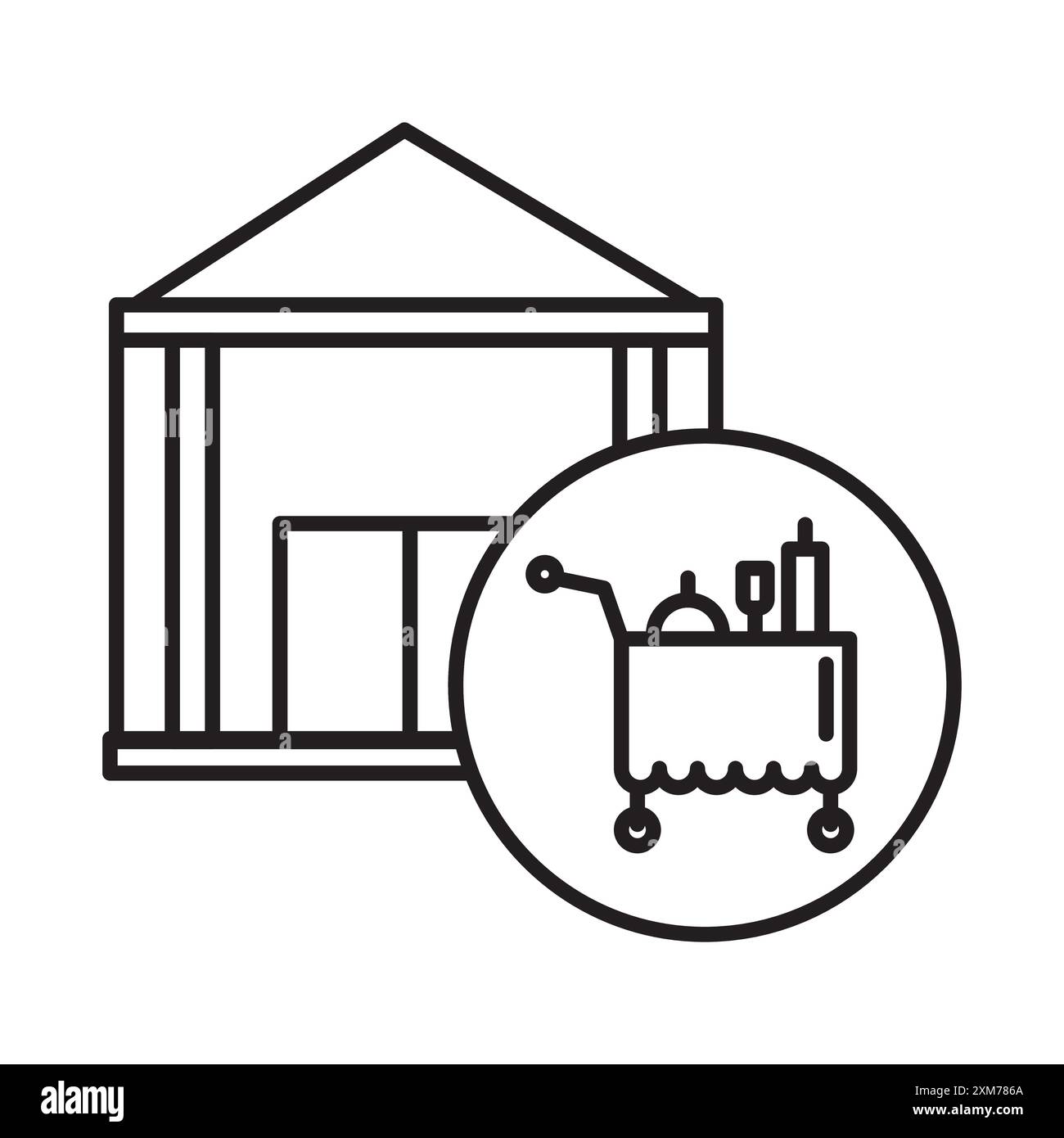 Icona del settore alberghiero Black line art Vector in bianco e nero contorno set segno di collezione Illustrazione Vettoriale