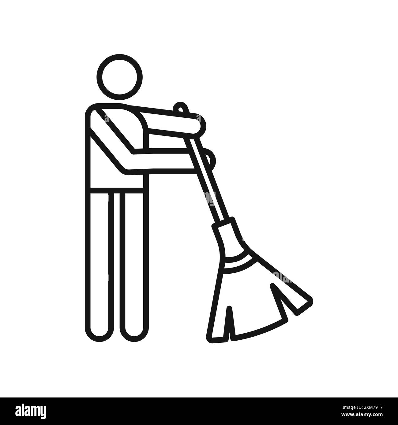 Icona pavimenti in mopping Black line art vettoriale in bianco e nero bordo set segno di collezione Illustrazione Vettoriale