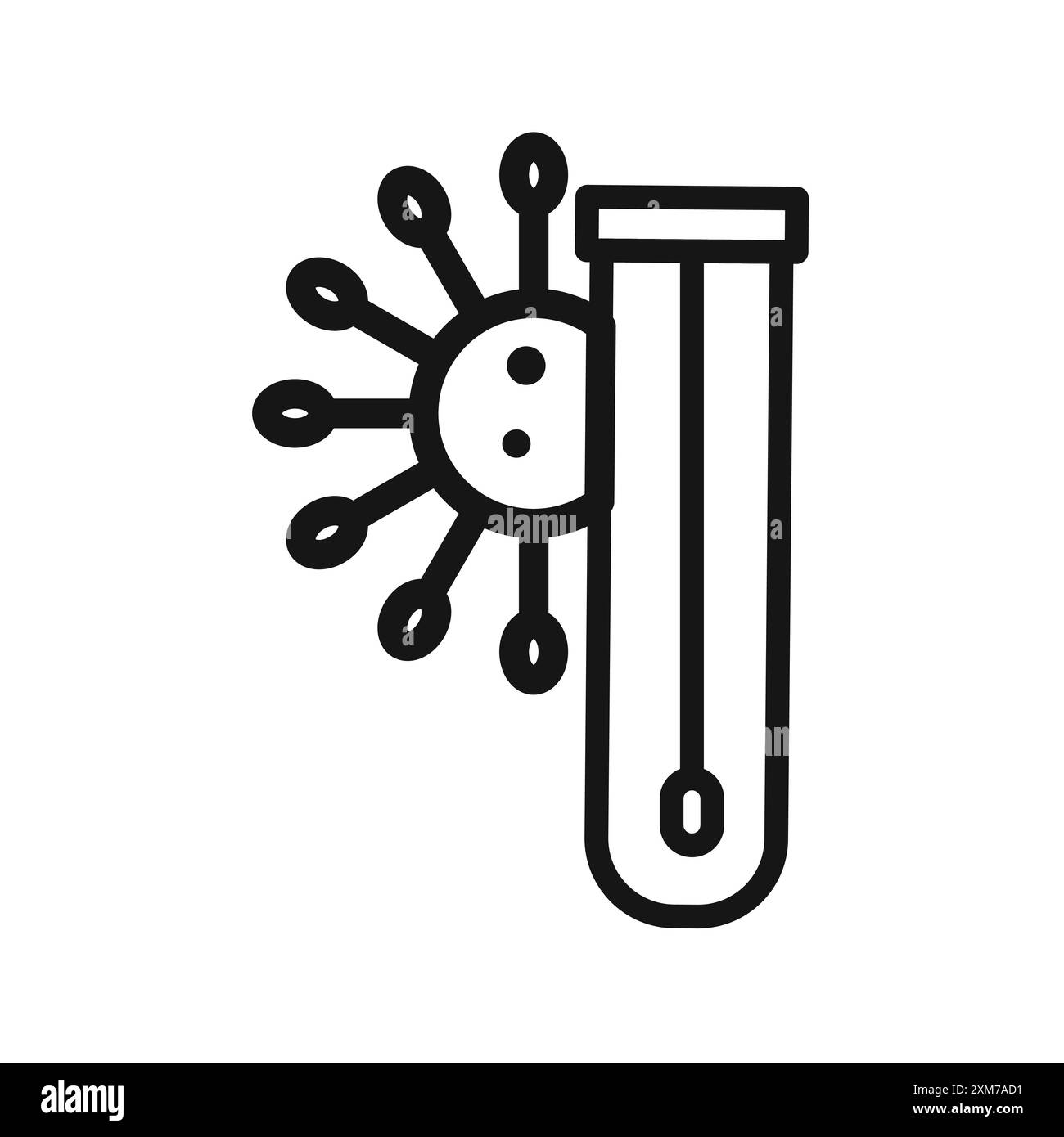 Icona del test PCR: Vettore grafico linea nera in bianco e nero, segno di raccolta del set di contorni Illustrazione Vettoriale
