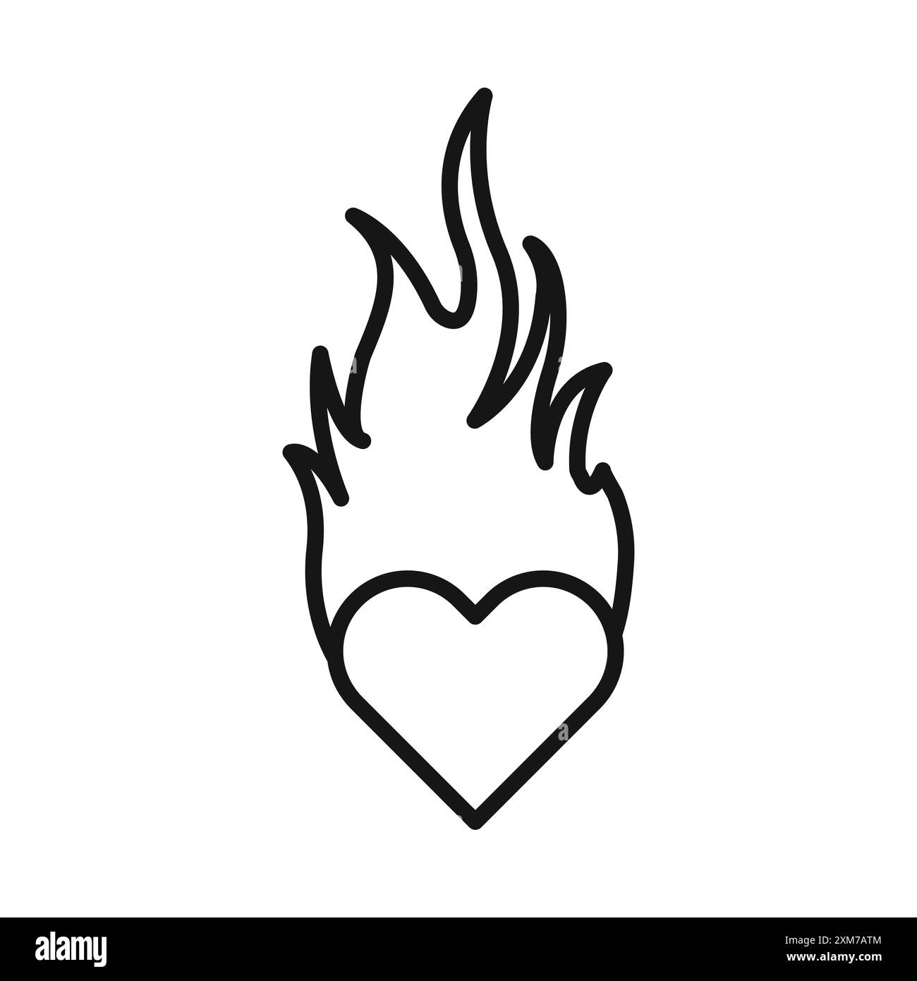 Icona della passione Black line art Vector in bianco e nero Illustrazione Vettoriale