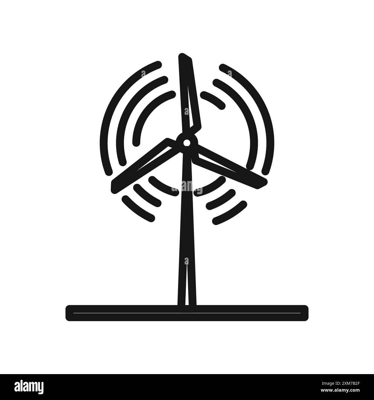 Icona della centrale eolica Vector Black line art in bianco e nero, insegna di raccolta del set di contorni Illustrazione Vettoriale