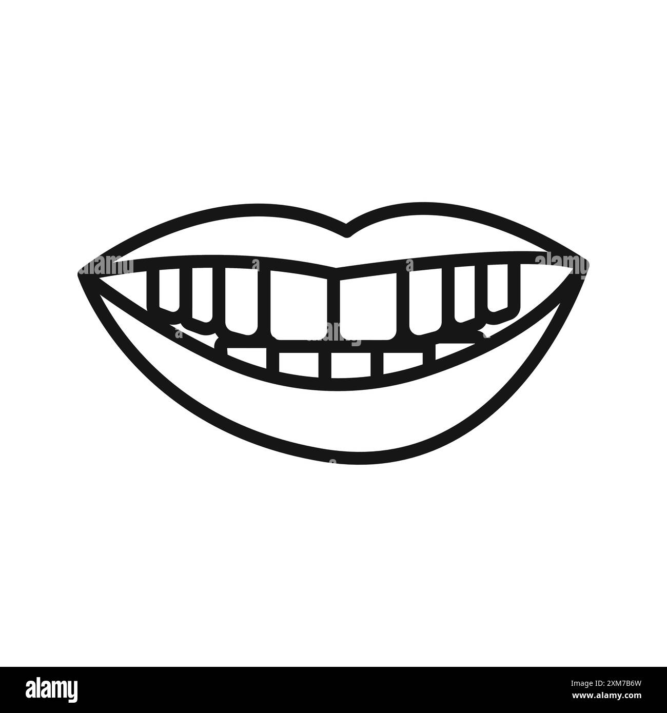 Icona Smile with Teeth Black line art Vector in bianco e nero Illustrazione Vettoriale
