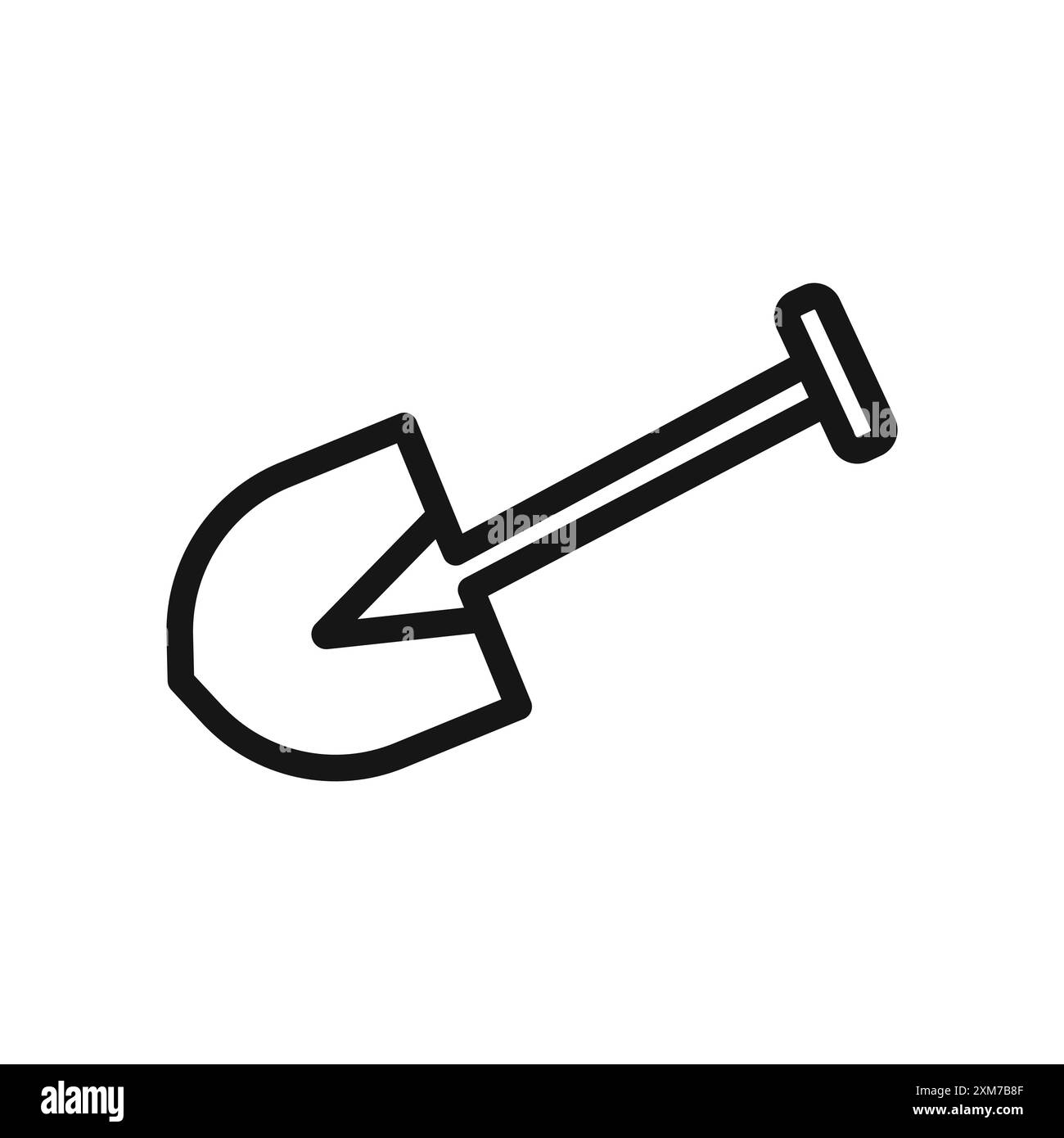 Icona a forma di vanga corta Vector artistico Black line con scritta in bianco e nero Illustrazione Vettoriale