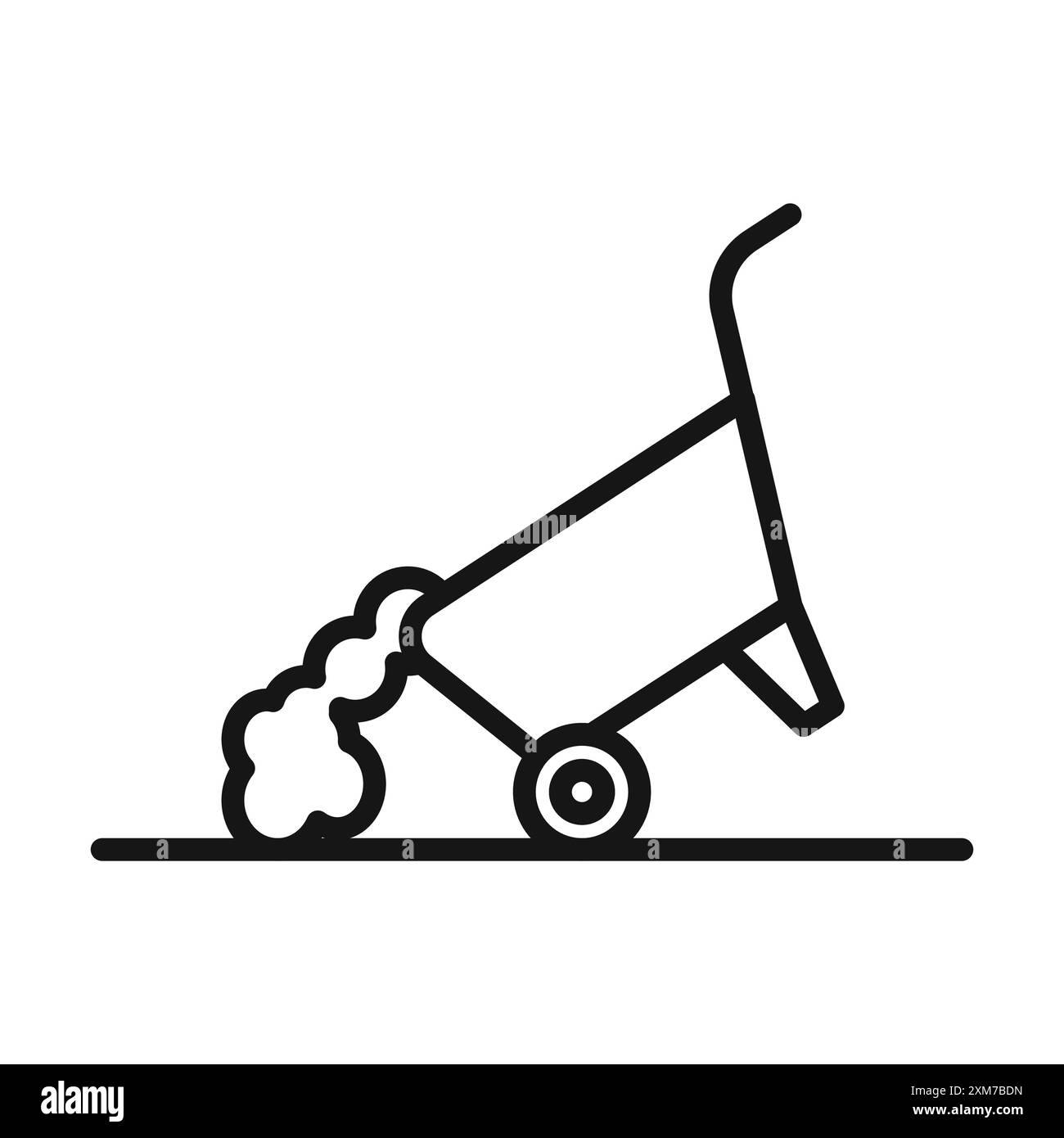 Icona di scarico della carriola Black line art Vector in bianco e nero con il simbolo di raccolta del set di contorni Illustrazione Vettoriale