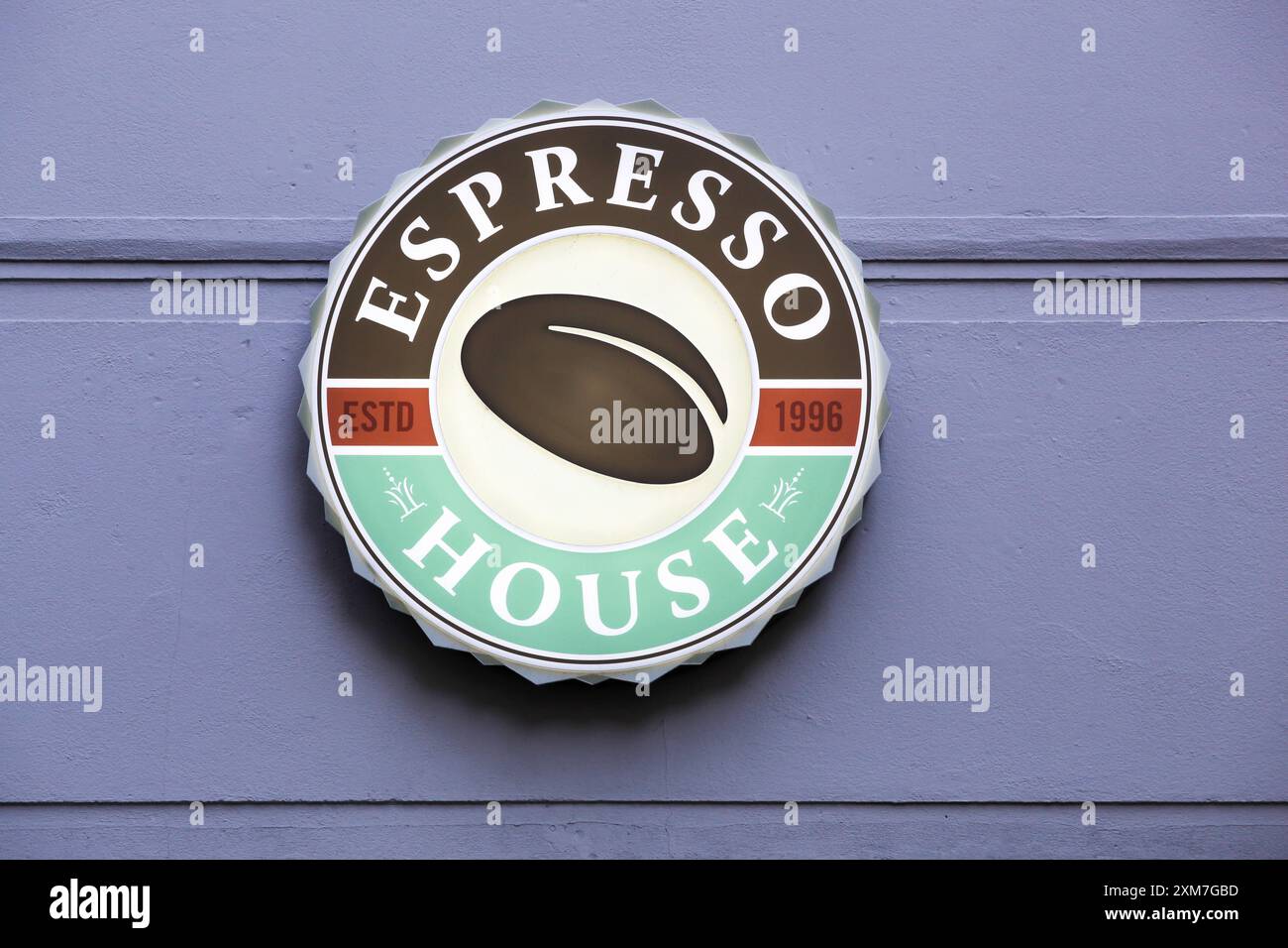 Il logo espresso House su un muro. Espresso House è la più grande catena di caffetterie dei paesi nordici Foto Stock