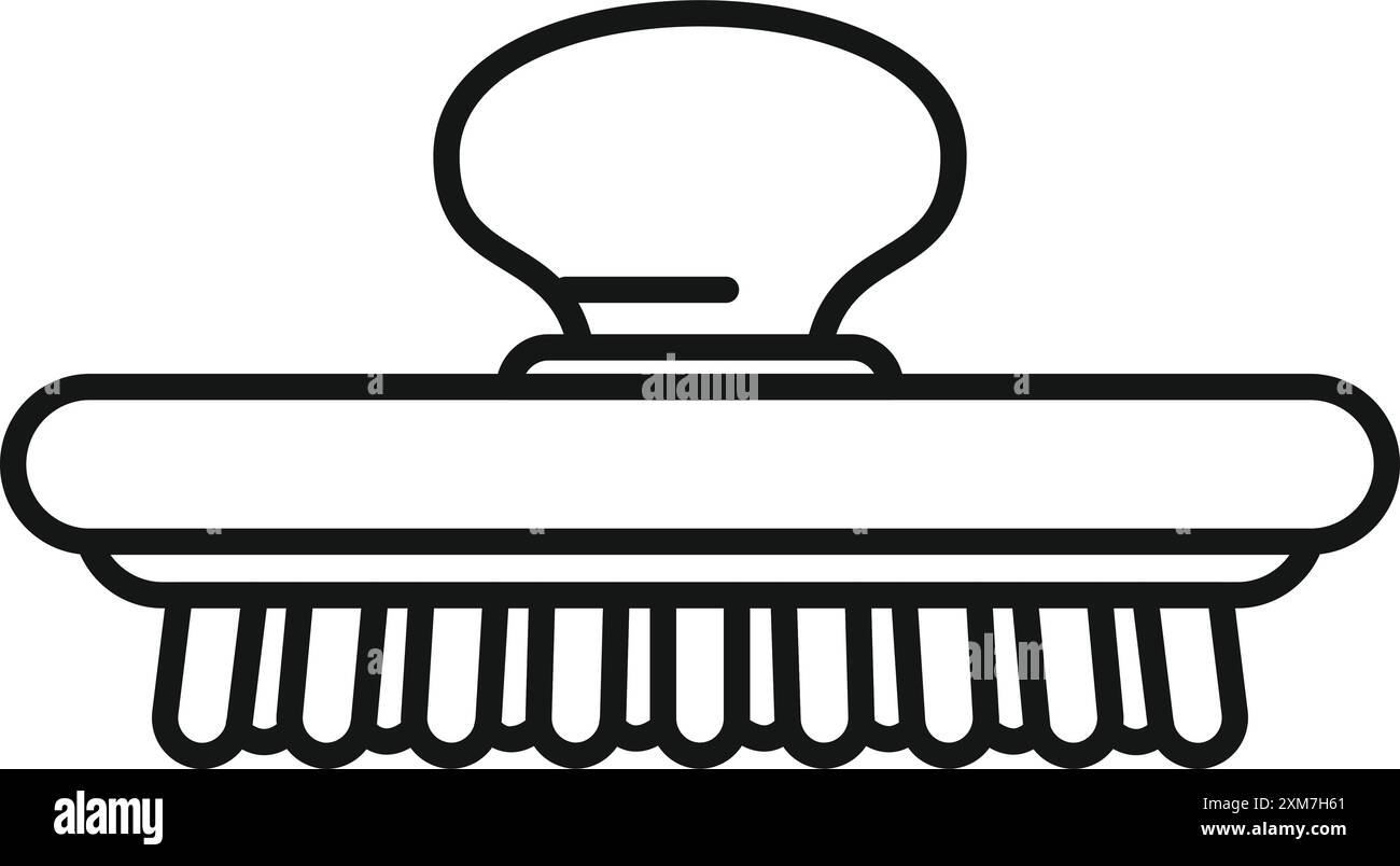 Spazzola per la pulizia con manico in plastica per lavare i piatti, per mantenere la cucina pulita e priva di germi Illustrazione Vettoriale