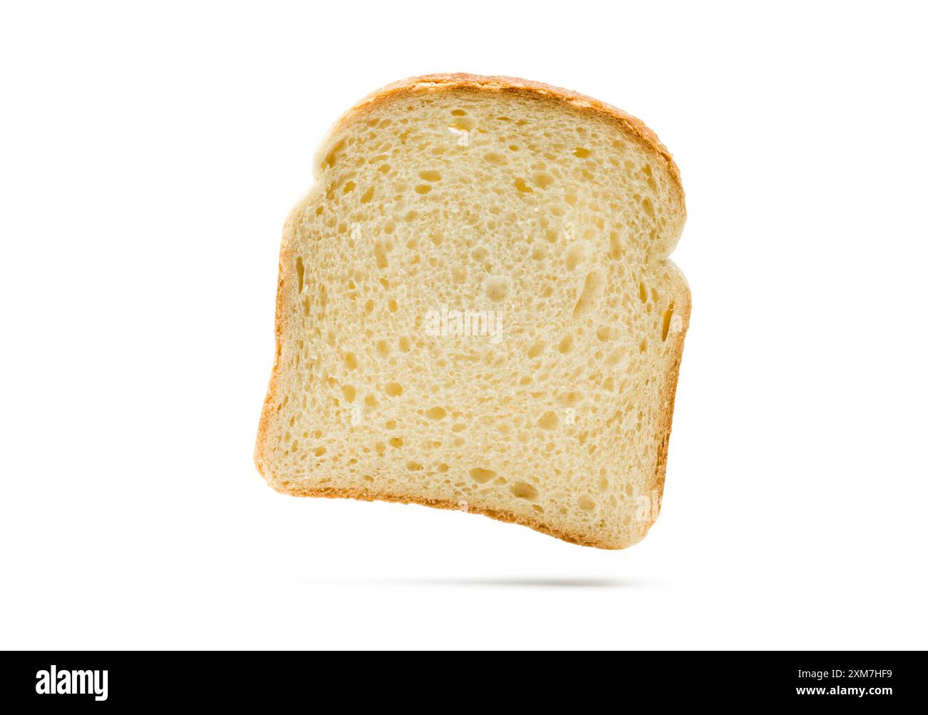 Fetta di pane bianco isolata su sfondo bianco. Foto Stock