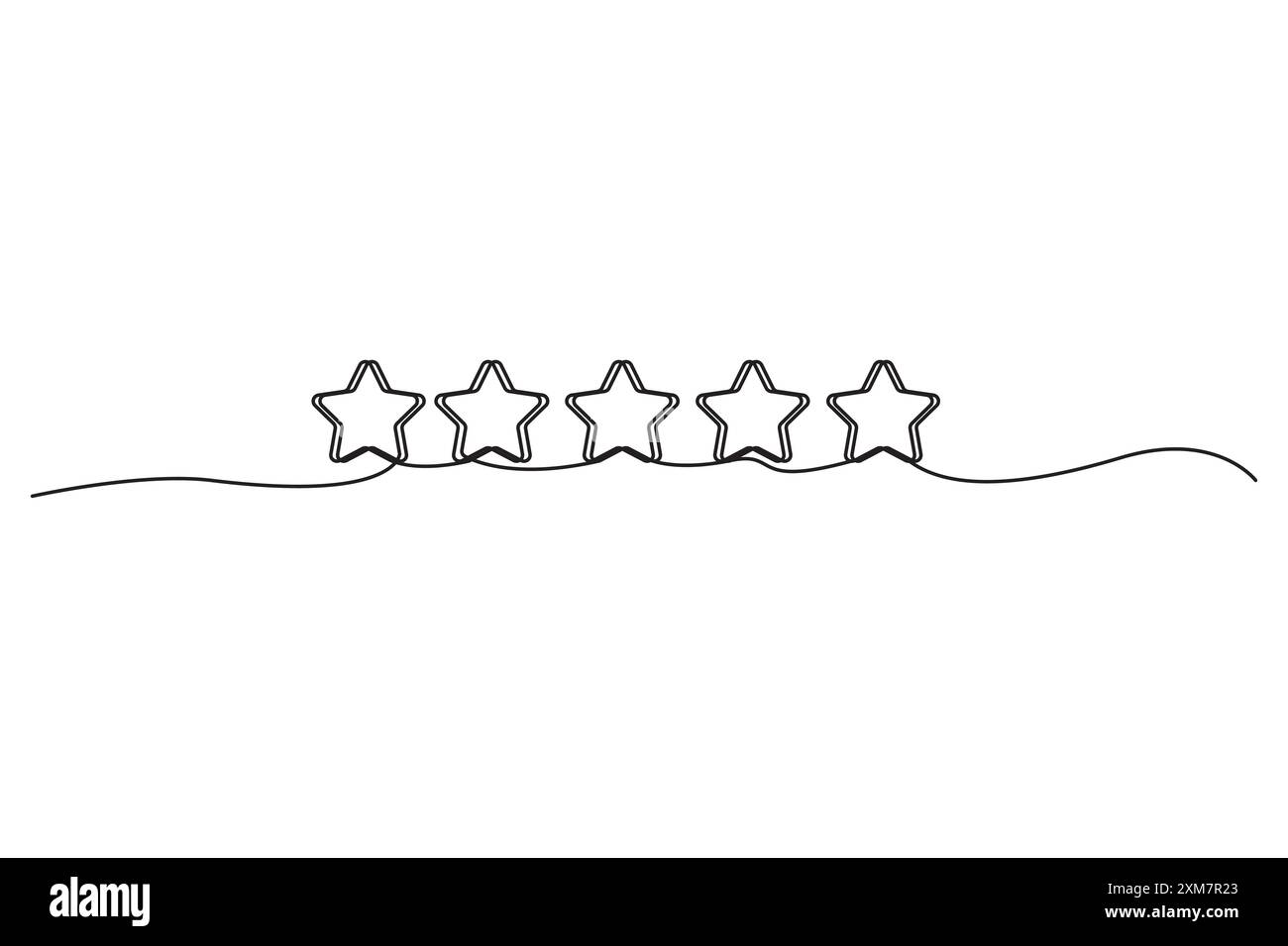 Stelle a linea continua. Cinque stelle. Design vettoriale minimalista. Disegno del contorno astratto. Illustrazione Vettoriale