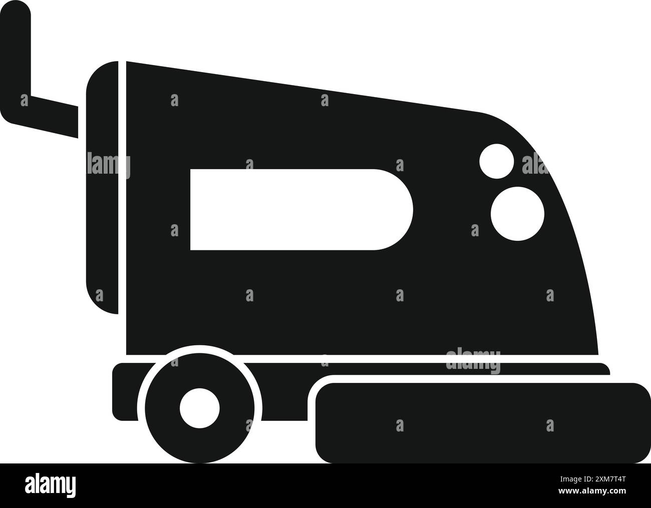 Silhouette nera di un moderno ferro a vapore che genera vapore per stirare i vestiti Illustrazione Vettoriale