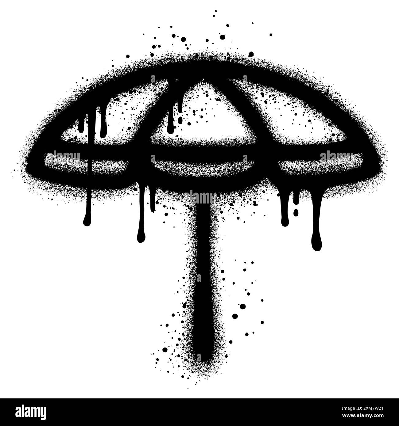 Icona dell'ombrello Graffiti verniciato a spruzzo spruzzato isolato con sfondo bianco.eps 10. Illustrazione Vettoriale