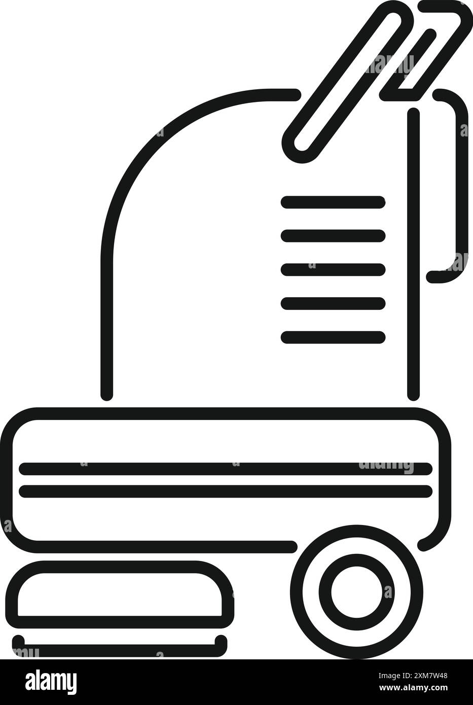 Icona della line art di un'attrezzatura di pulizia professionale dotata di un'ampia spazzola e manico Illustrazione Vettoriale