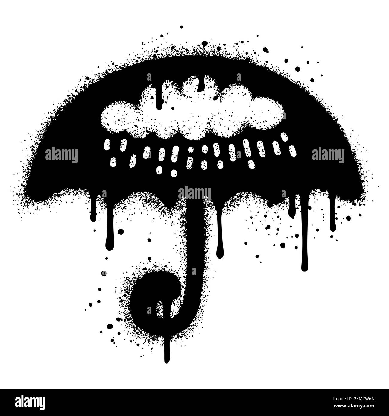 Icona dell'ombrello Graffiti verniciato a spruzzo spruzzato isolato con sfondo bianco.eps 10. Illustrazione Vettoriale