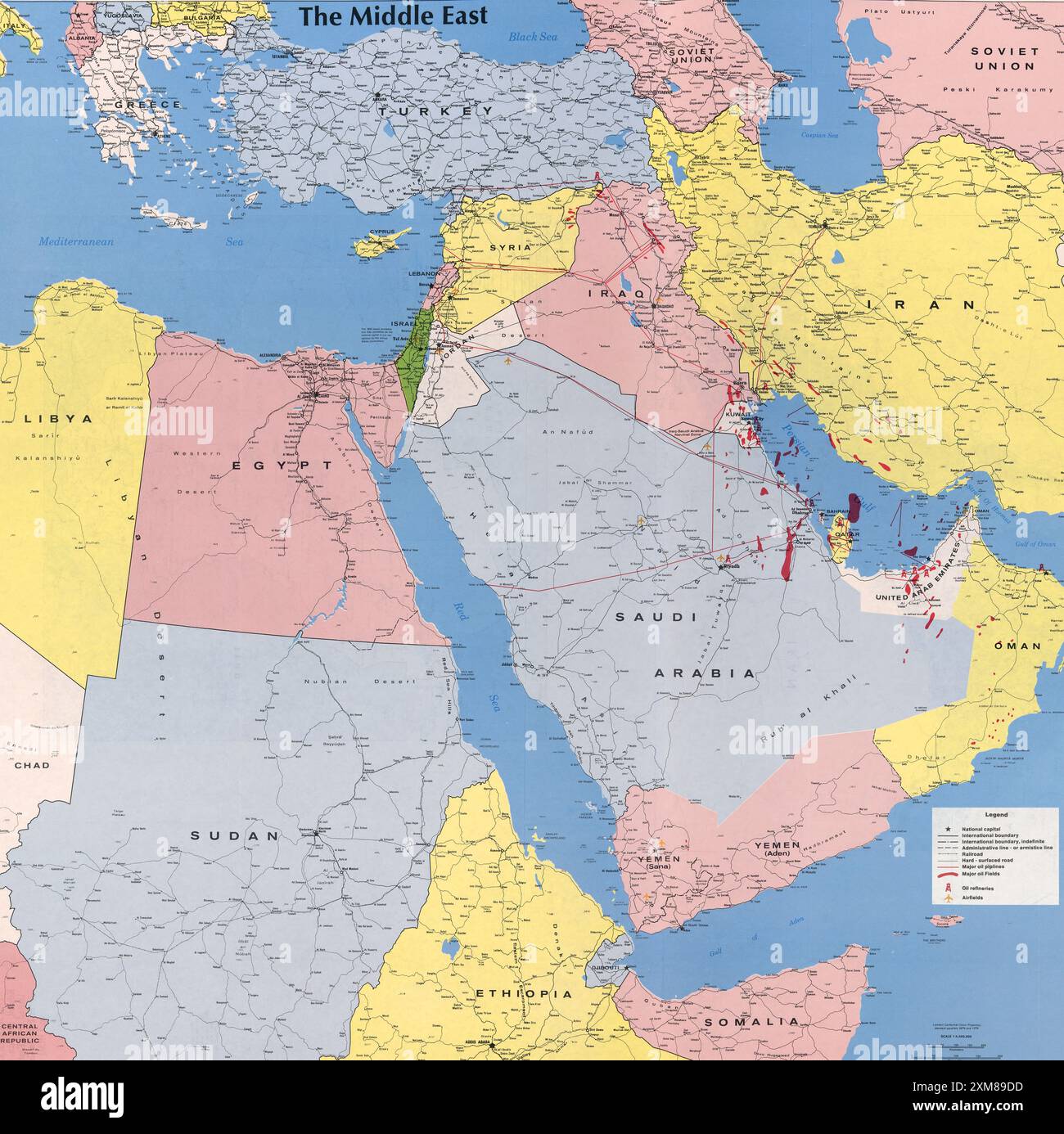 Mappa del Medio Oriente Foto Stock