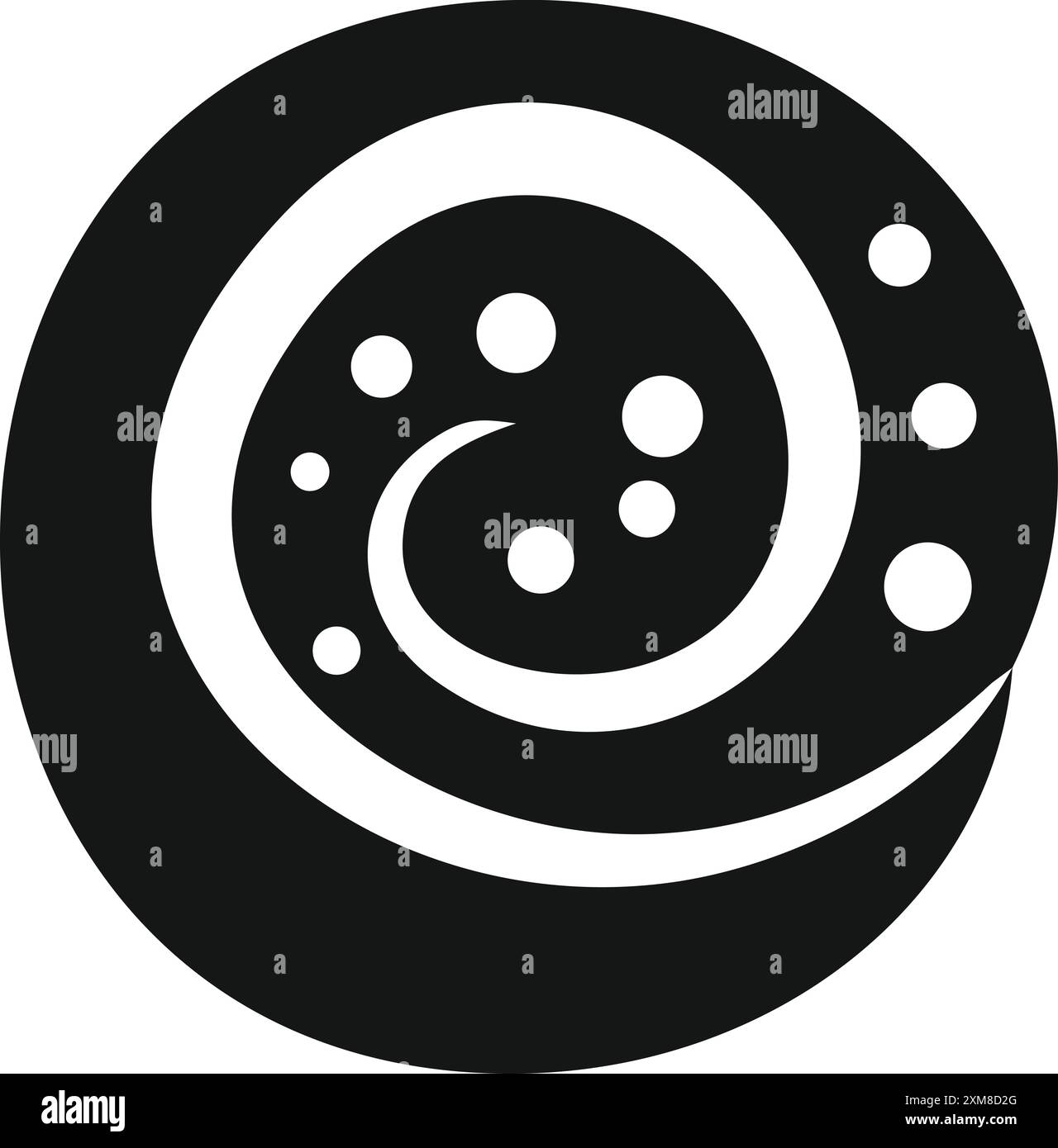 Design grafico semplice e minimalista con una spirale in bianco e nero che suggerisce un concetto di ipnosi, suggestione e controllo mentale Illustrazione Vettoriale