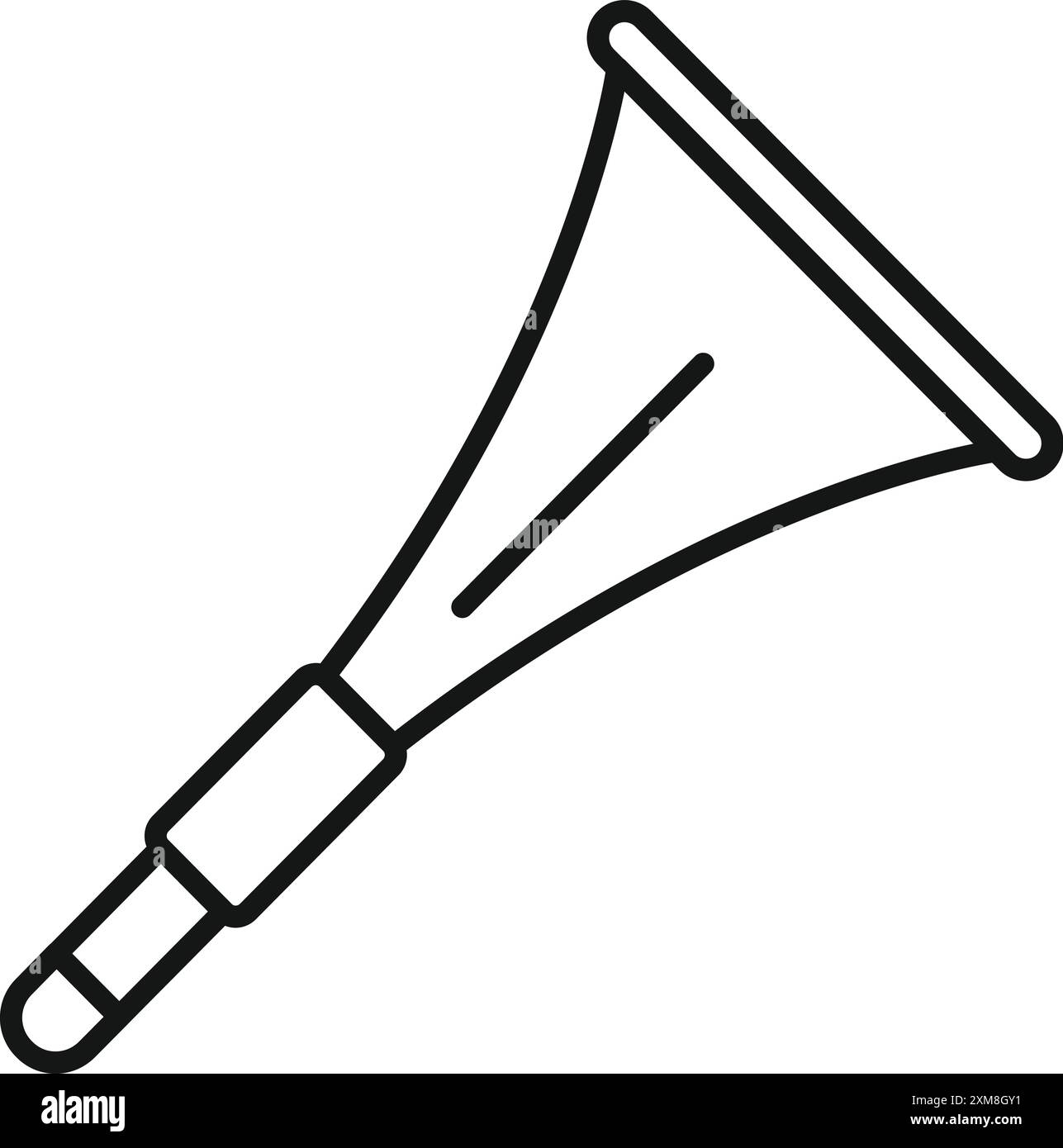 Icona della linea Bugle che rappresenta lo strumento di ottone che suona fanfara per la cerimonia militare Illustrazione Vettoriale