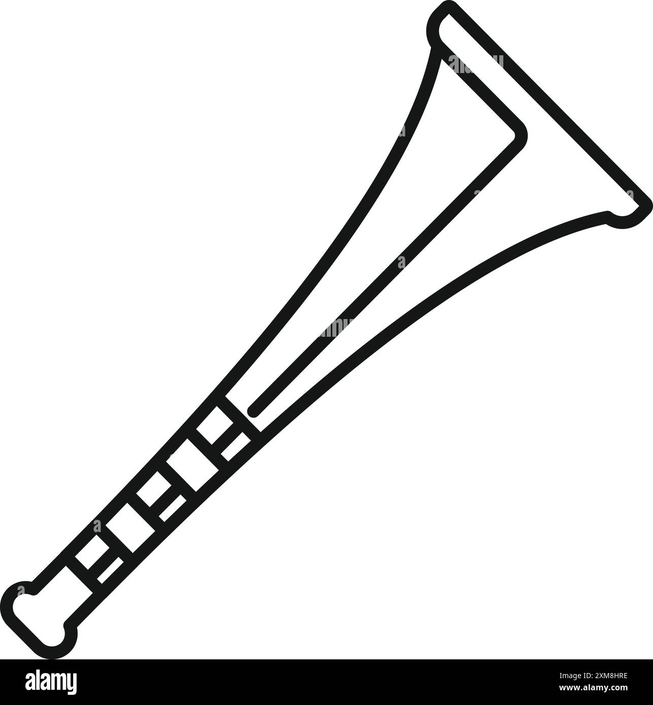 Icona di linea minimalista di un corno di plastica, generalmente utilizzato per feste ed eventi sportivi Illustrazione Vettoriale