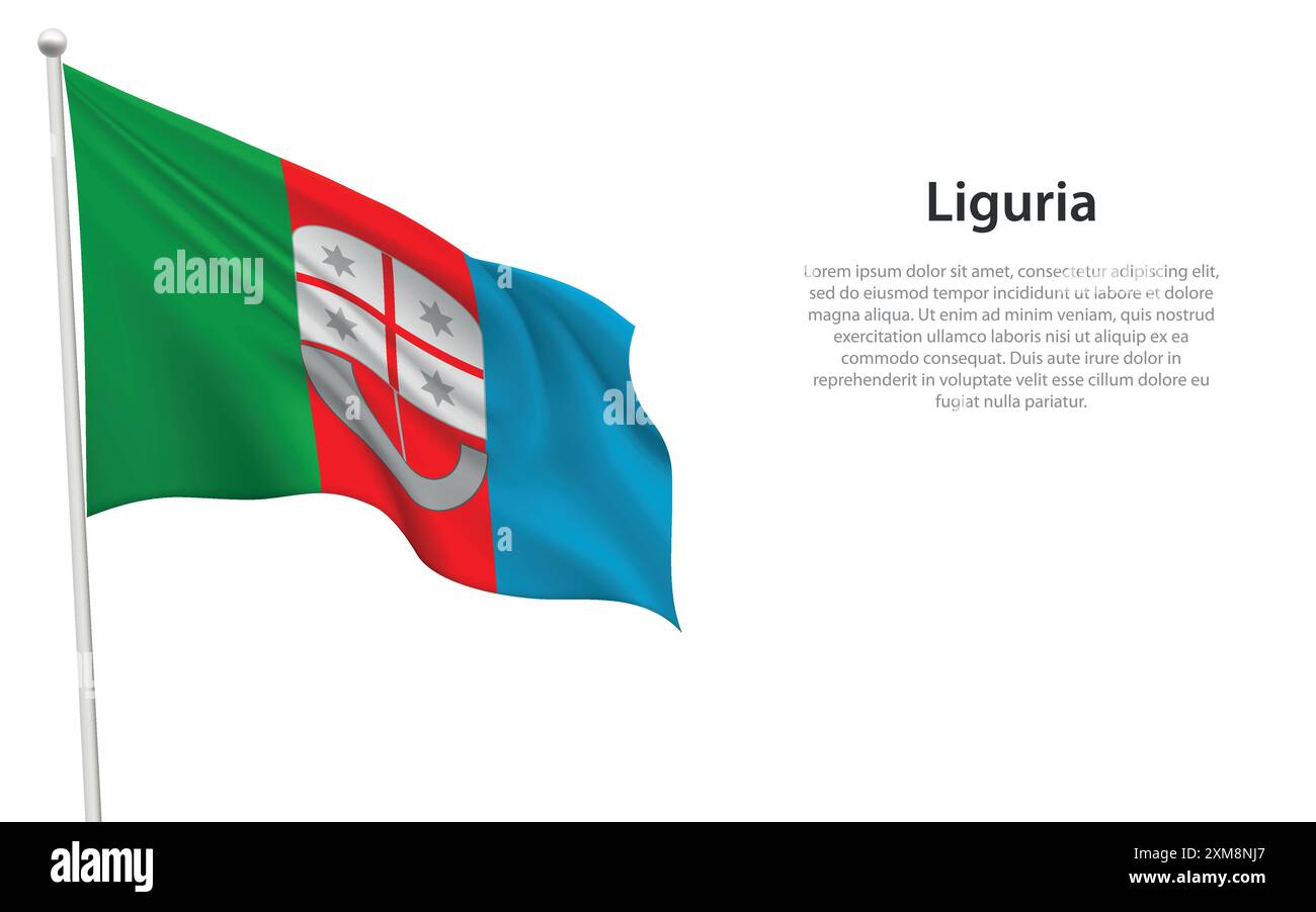 Bandiera della regione Liguria, Italia Foto stock