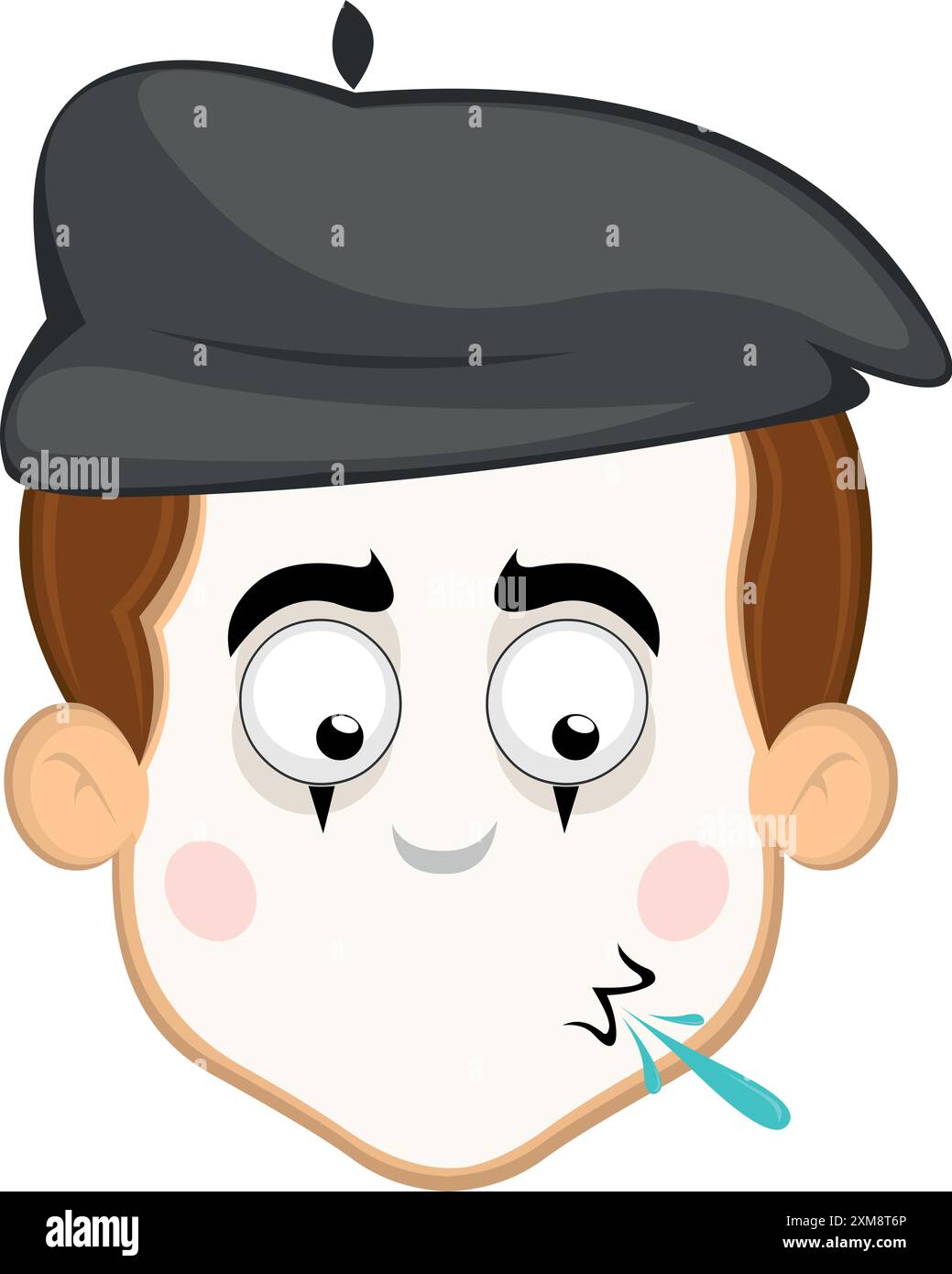 l'illustrazione vettoriale affronta il personaggio di un cartone animato mimo dell'artista di strada, sputando saliva Illustrazione Vettoriale