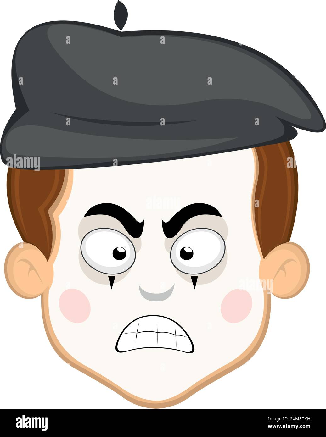 l'illustrazione vettoriale affronta il personaggio di un cartone animato mimo dell'artista di strada, con un'espressione arrabbiata Illustrazione Vettoriale