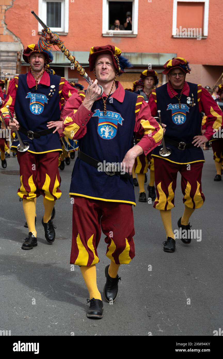 Pichelsteinerfest Regen, bassa Baviera, Germania, luglio 26 2024, Spielmannszug FFW Regen e.V. Music band Foto Stock