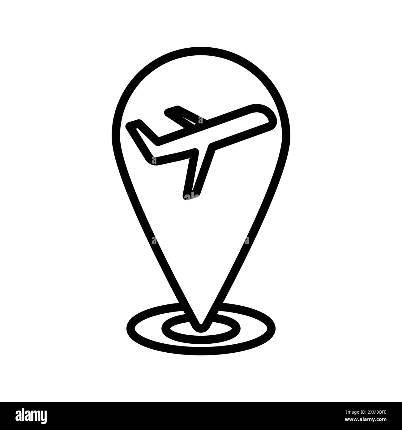 Icona della posizione aeroportuale, logo lineare, set di marchi in bianco e nero per il Web Illustrazione Vettoriale