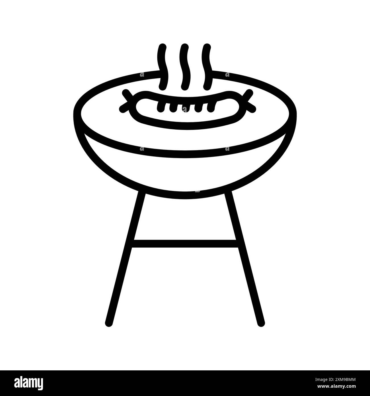 Barbecue grill Icon logo lineare Set di marchi in bianco e nero per il Web Illustrazione Vettoriale
