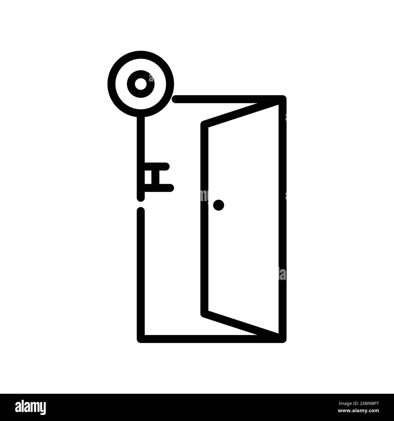 Icona della chiave della porta (2) collezione di marchi con logo lineare in bianco e nero per il Web Illustrazione Vettoriale