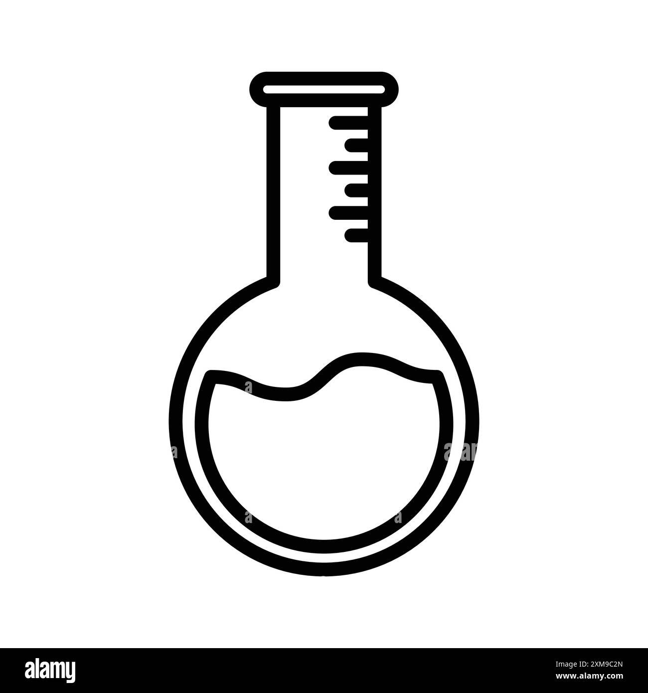 Set di marchi con logo lineare icona per matracci chimici in bianco e nero per Web Illustrazione Vettoriale