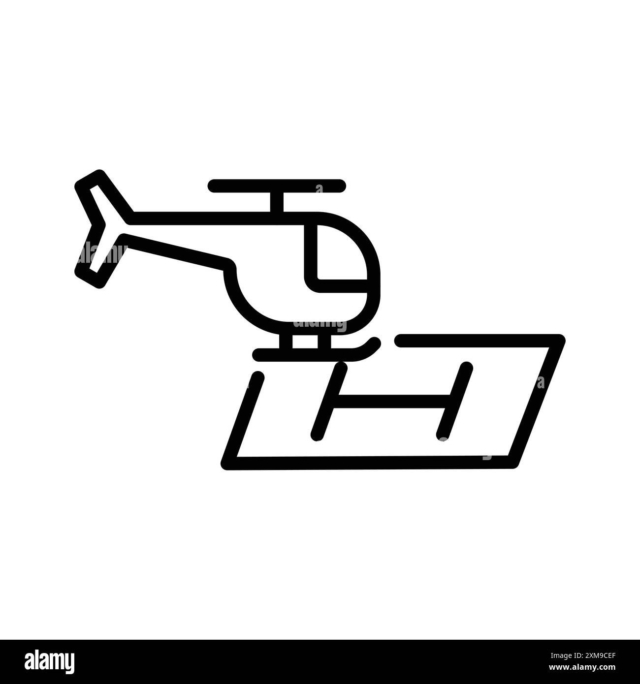 icona eliporto per elicotteri collezione di marchi con logo lineare in bianco e nero per il web Illustrazione Vettoriale