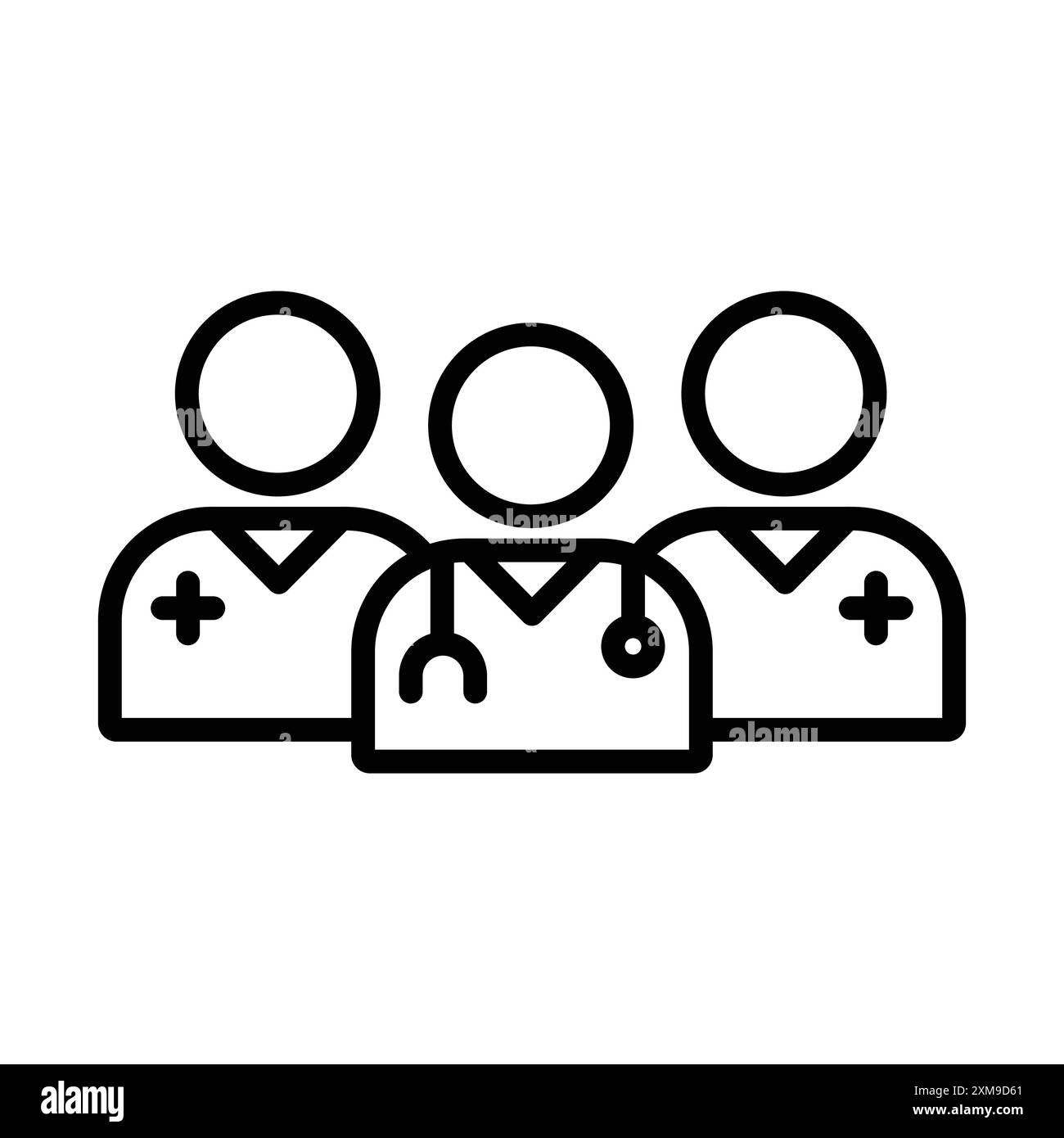 Icona team medico lineare logo set collezione in bianco e nero per il Web Illustrazione Vettoriale