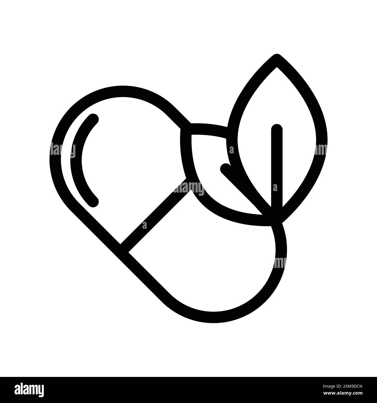 Icona della medicina naturale, logo lineare, collezione in bianco e nero per il Web Illustrazione Vettoriale