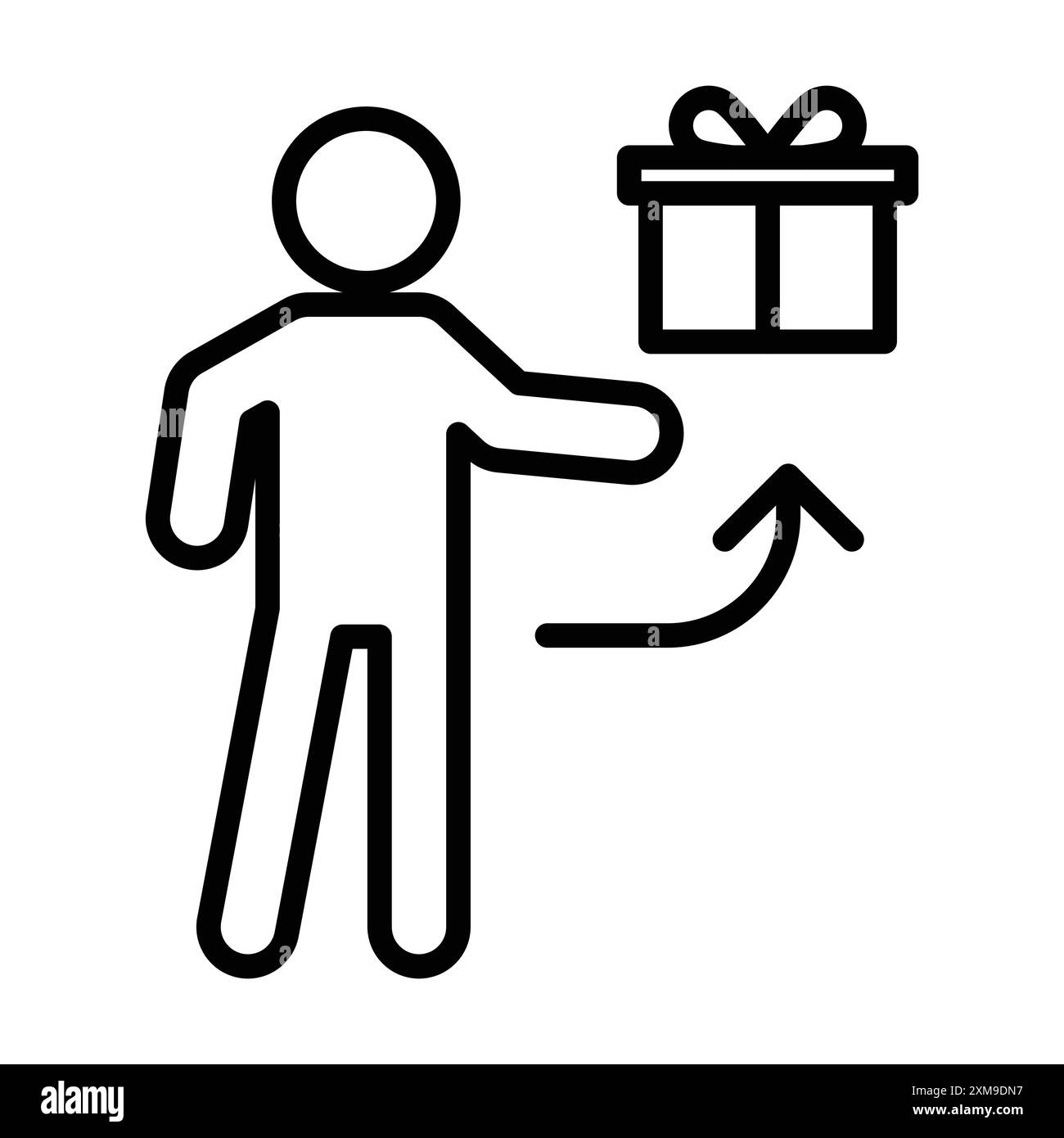 La persona offre un'icona regalo una collezione di marchi con logo lineare in bianco e nero per il Web Illustrazione Vettoriale