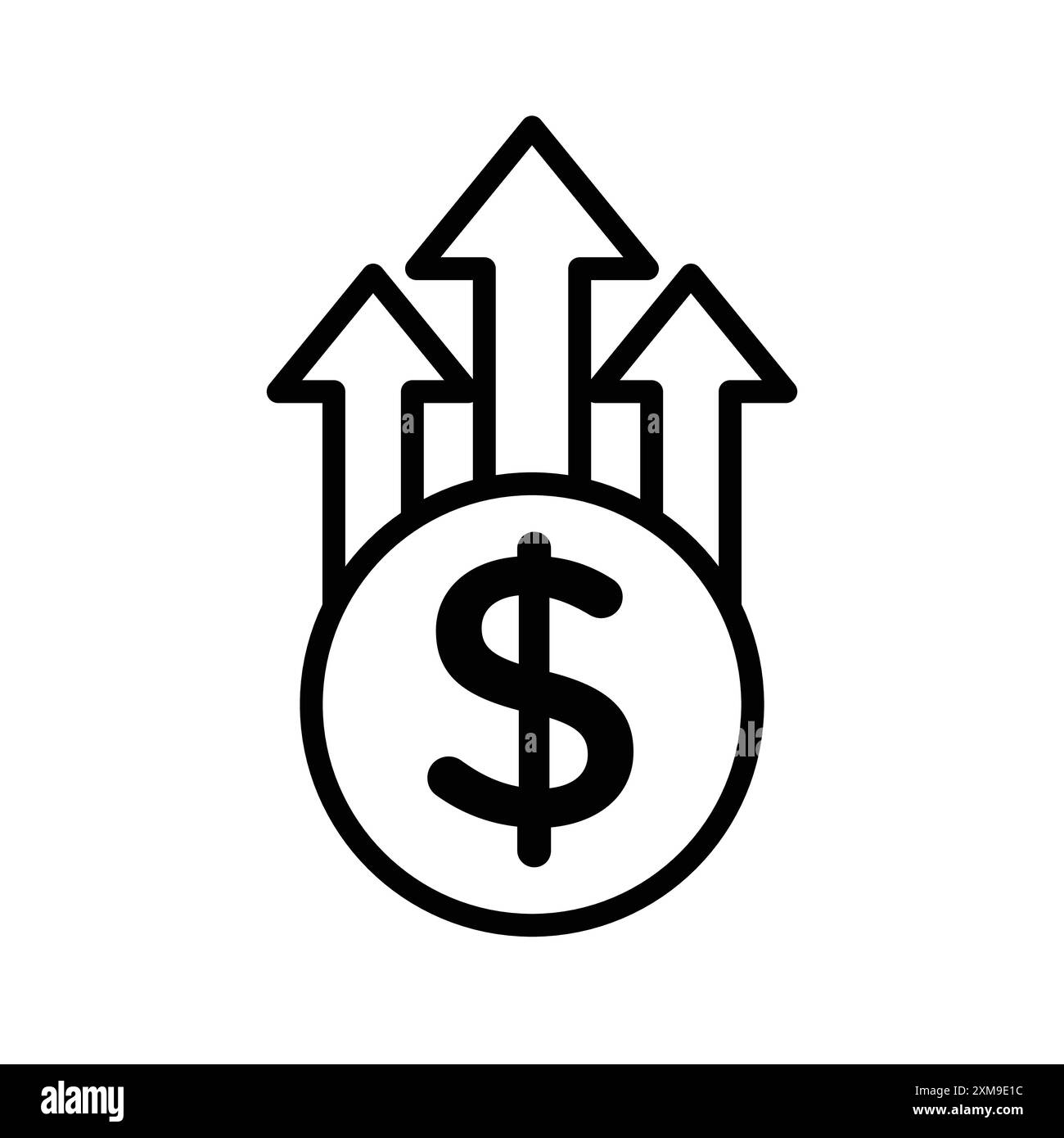 Collezione di marchi lineari con logo a crescita economica in bianco e nero per il Web Illustrazione Vettoriale
