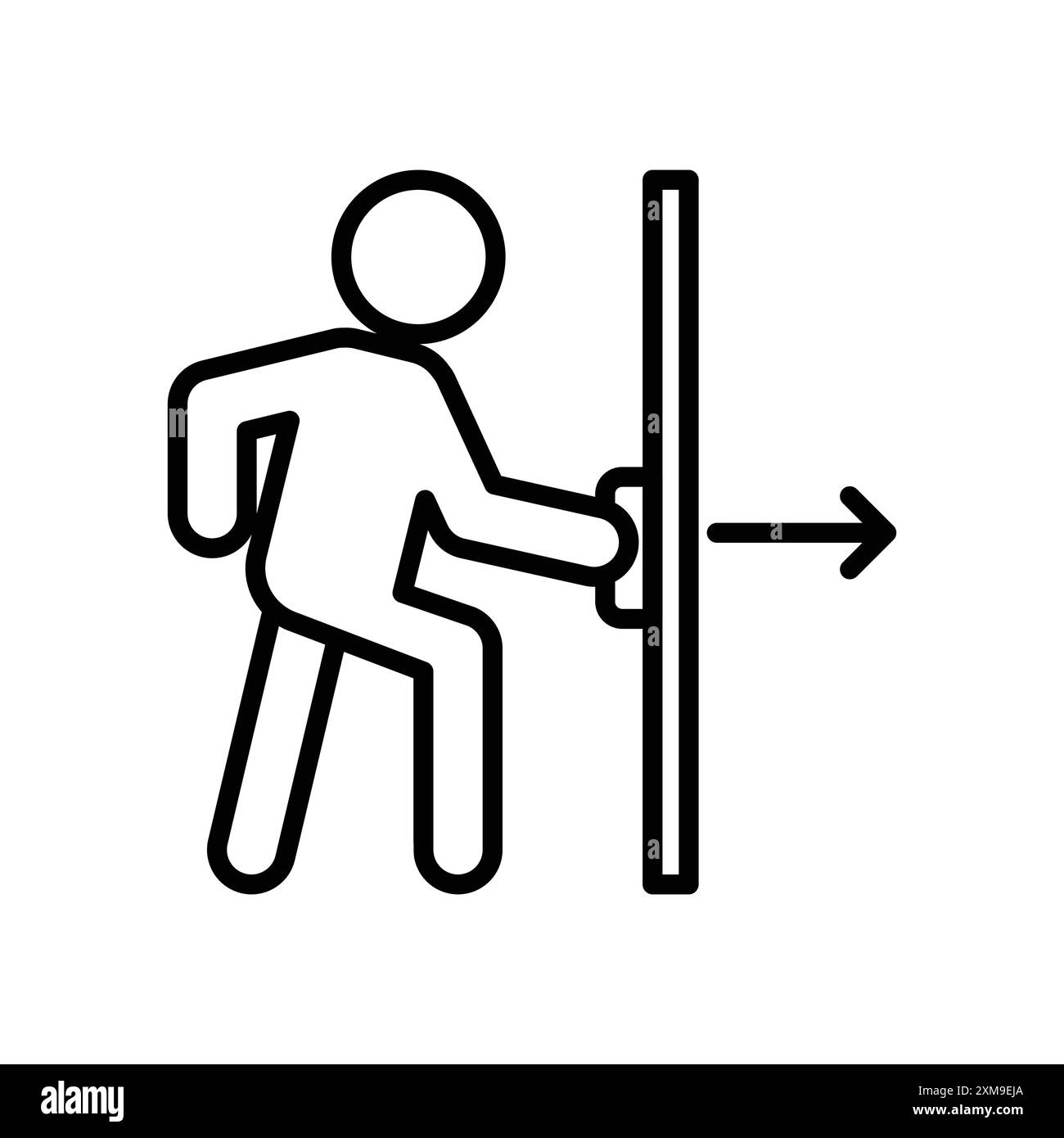 Persona spingere la porta icona lineare logo set collezione in bianco e nero per il Web Illustrazione Vettoriale