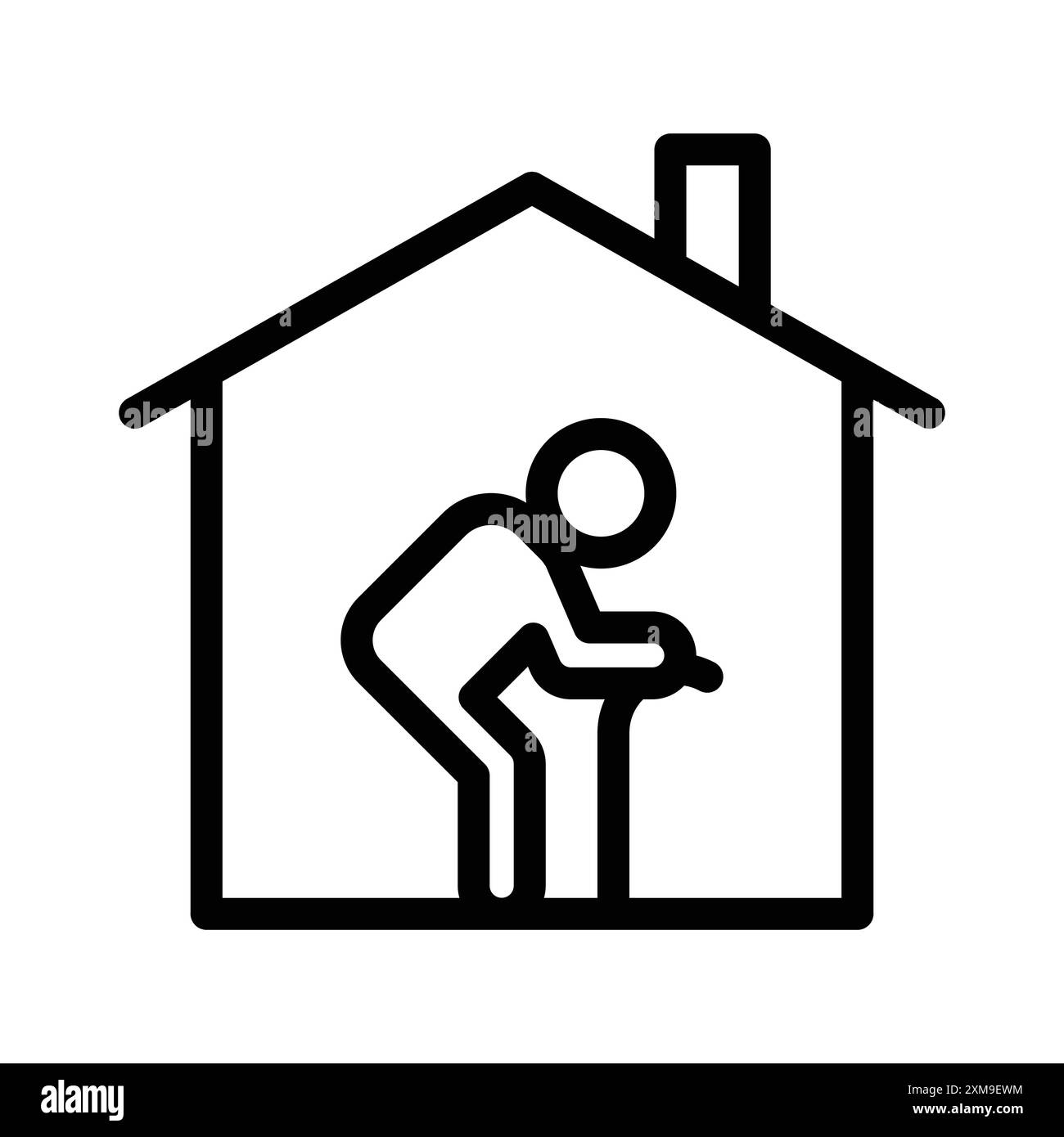 Icona della casa di riposo, set di marchi con logo lineare, in bianco e nero per il Web Illustrazione Vettoriale