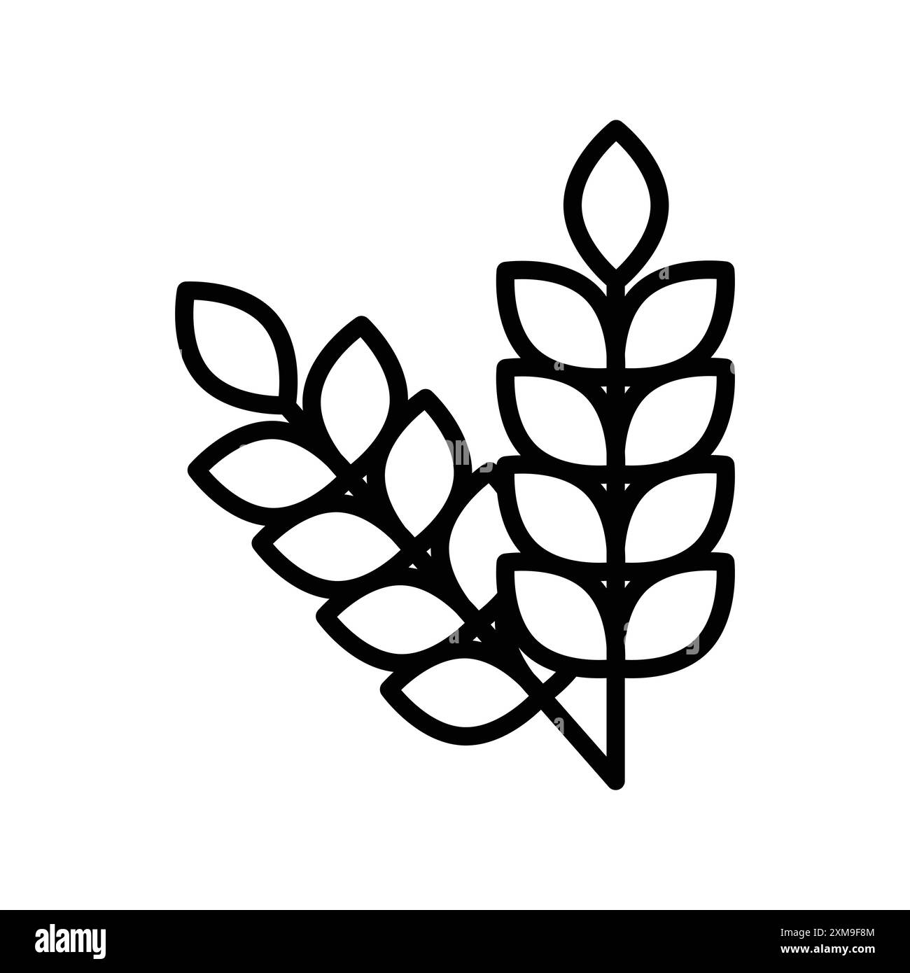 Set di marchi lineari con logo Rye Icon in bianco e nero per il Web Illustrazione Vettoriale