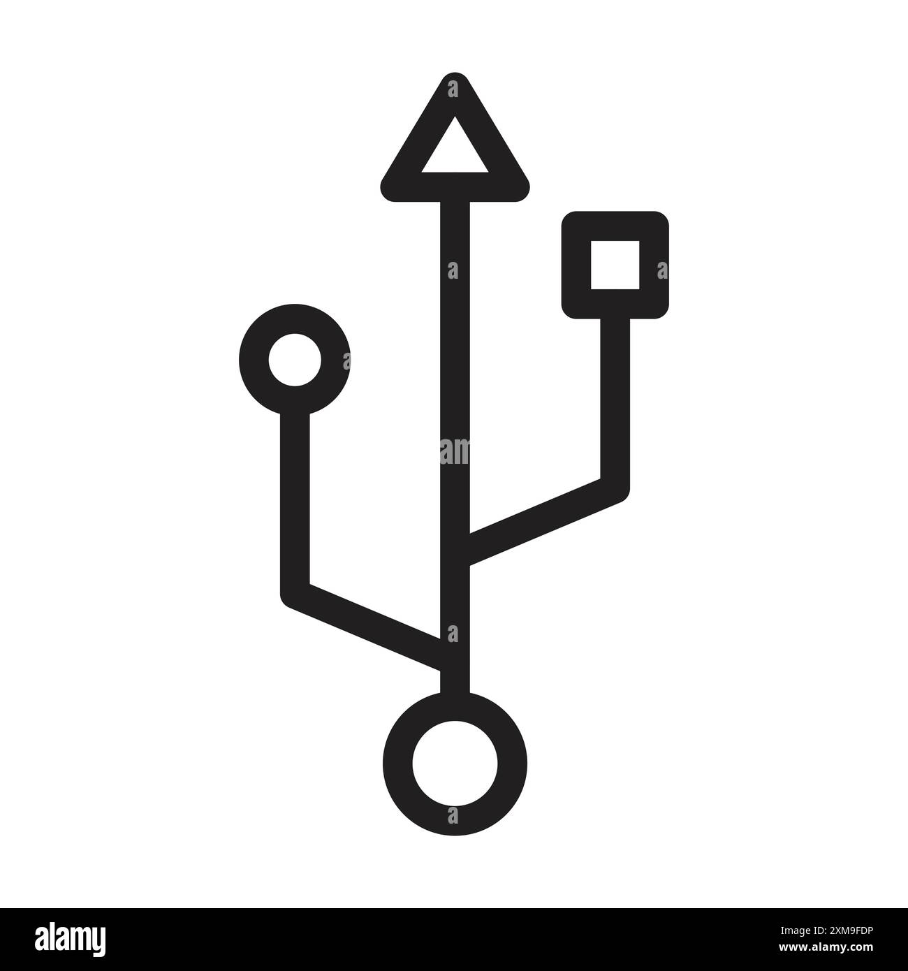 Set di marchi con logo lineare icona USB in bianco e nero per il Web Illustrazione Vettoriale