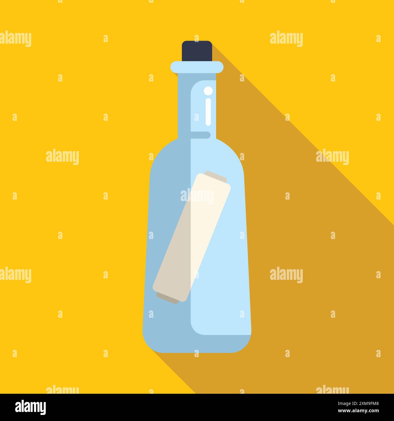 Flacone di vetro contenente un messaggio di carta arrotolata Illustrazione Vettoriale