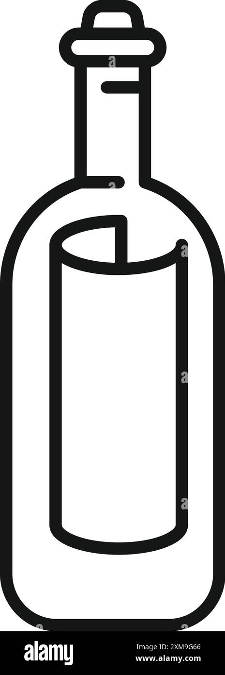 Flacone in vetro contenente un messaggio arrotolato isolato su sfondo bianco Illustrazione Vettoriale