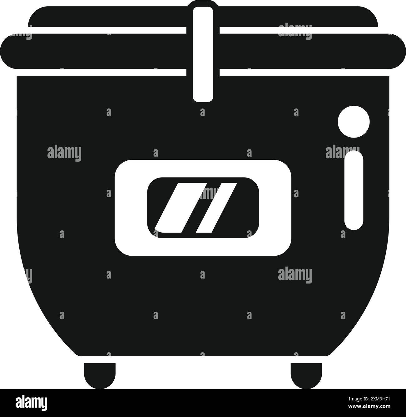 Icona glifo nera di un cuoci riso con timer digitale, ideale per rappresentare gli elettrodomestici da cucina intelligenti Illustrazione Vettoriale
