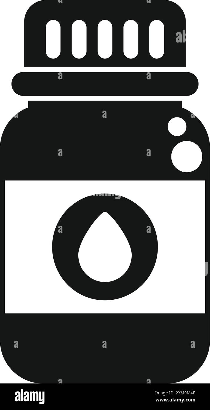 Semplice icona in stile glifo che rappresenta una bottiglia d'inchiostro, un elemento fondamentale nei processi di stampa Illustrazione Vettoriale