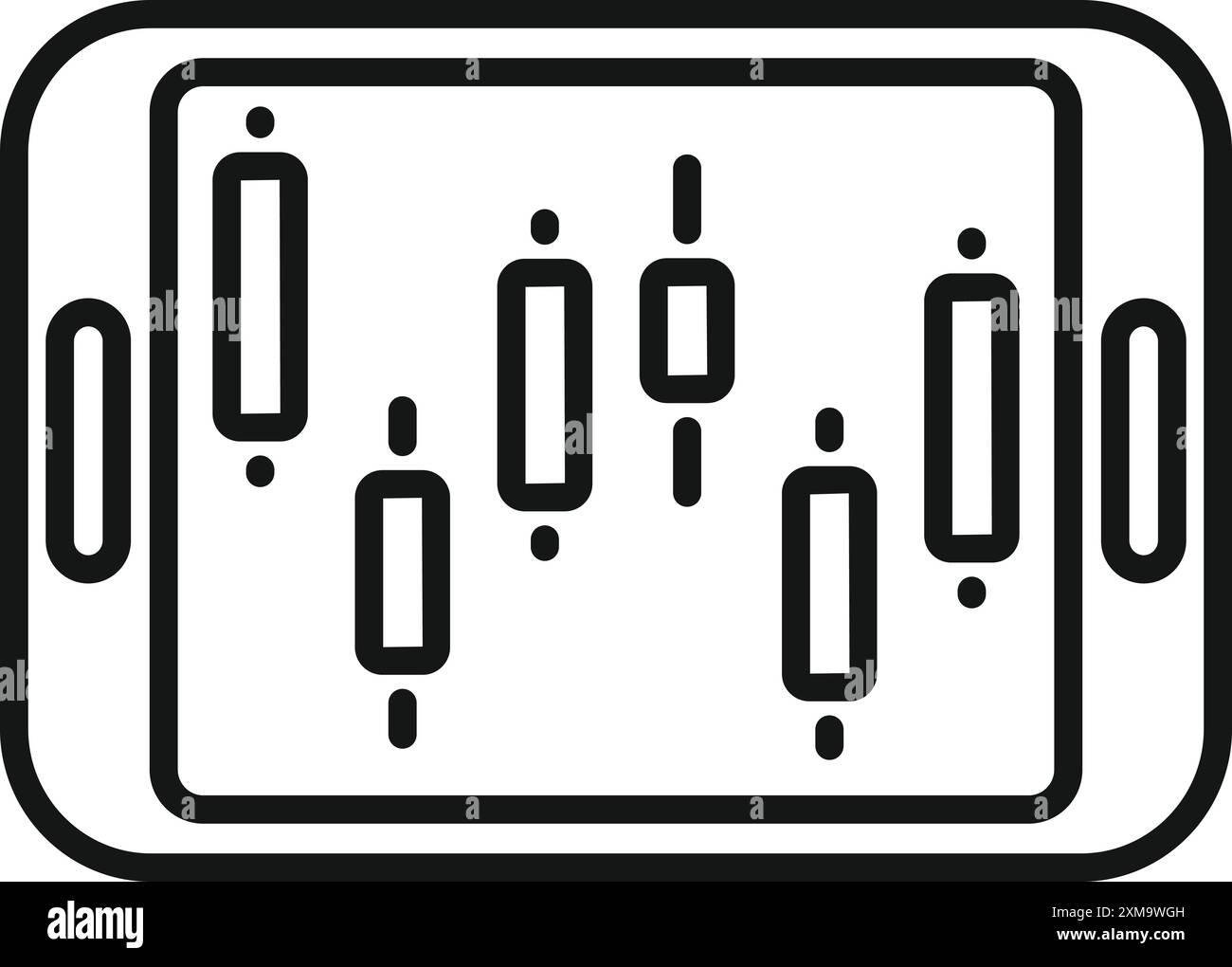 Smartphone che mostra il grafico a candelabro, fornendo informazioni sulle tendenze del mercato e sulle prestazioni degli investimenti Illustrazione Vettoriale