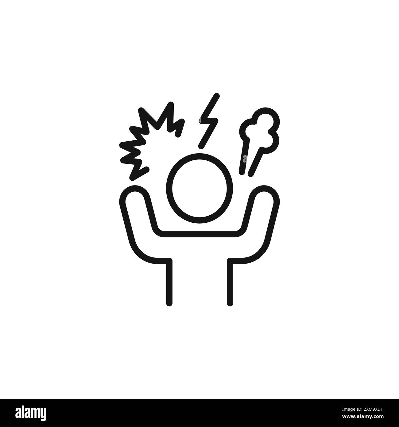 L'icona Angry Person delinea la collezione o è impostata in bianco e nero Illustrazione Vettoriale