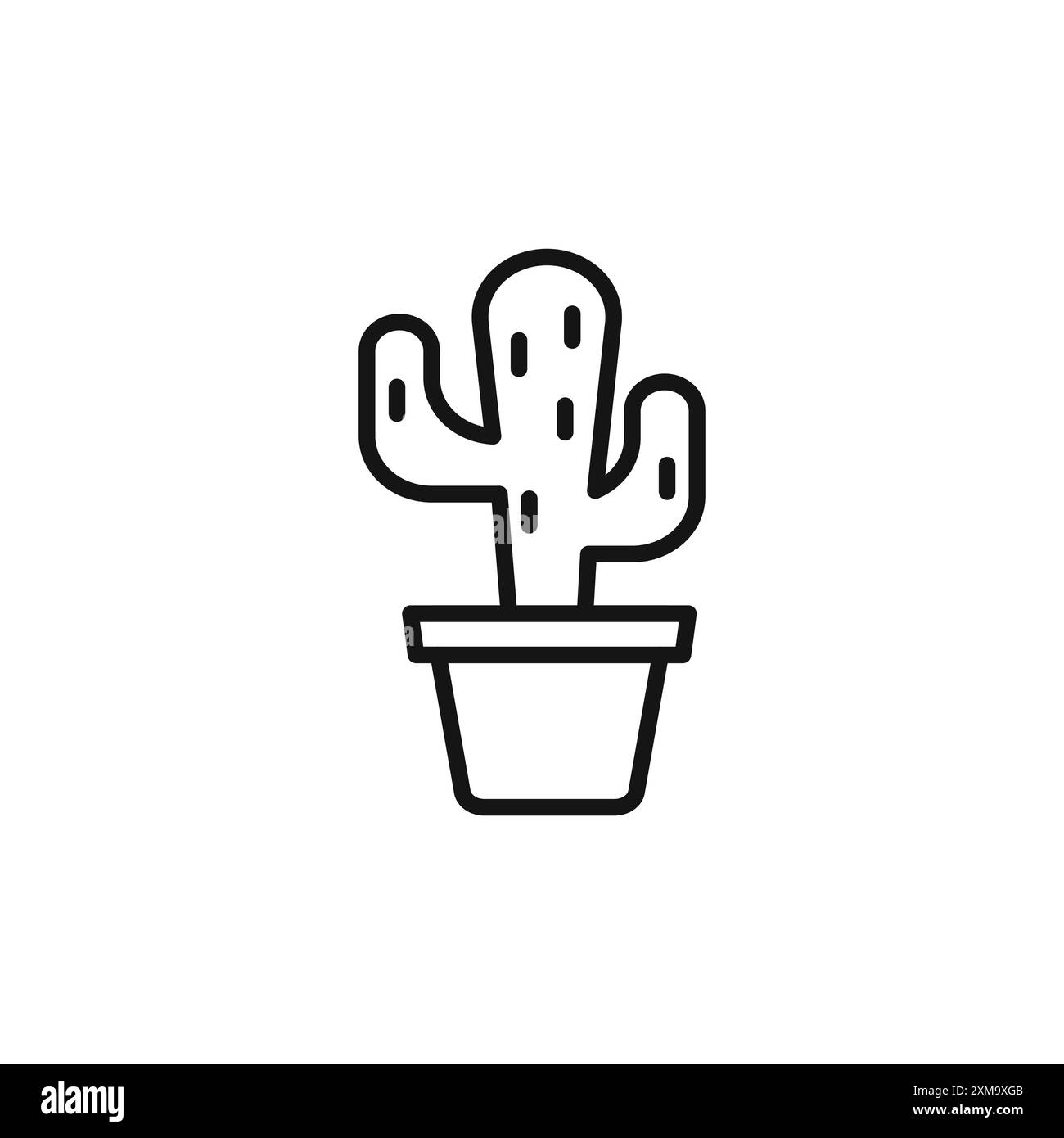 Collezione Cactus Icon Outline o set in bianco e nero Illustrazione Vettoriale