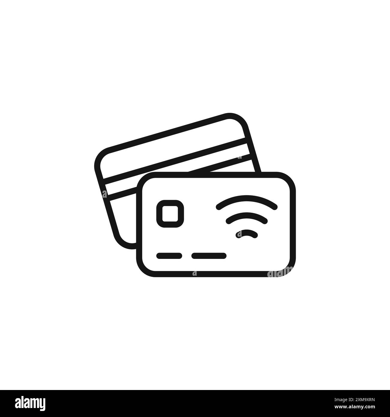 L'icona di pagamento contactless delinea la raccolta o è impostata in bianco e nero Illustrazione Vettoriale