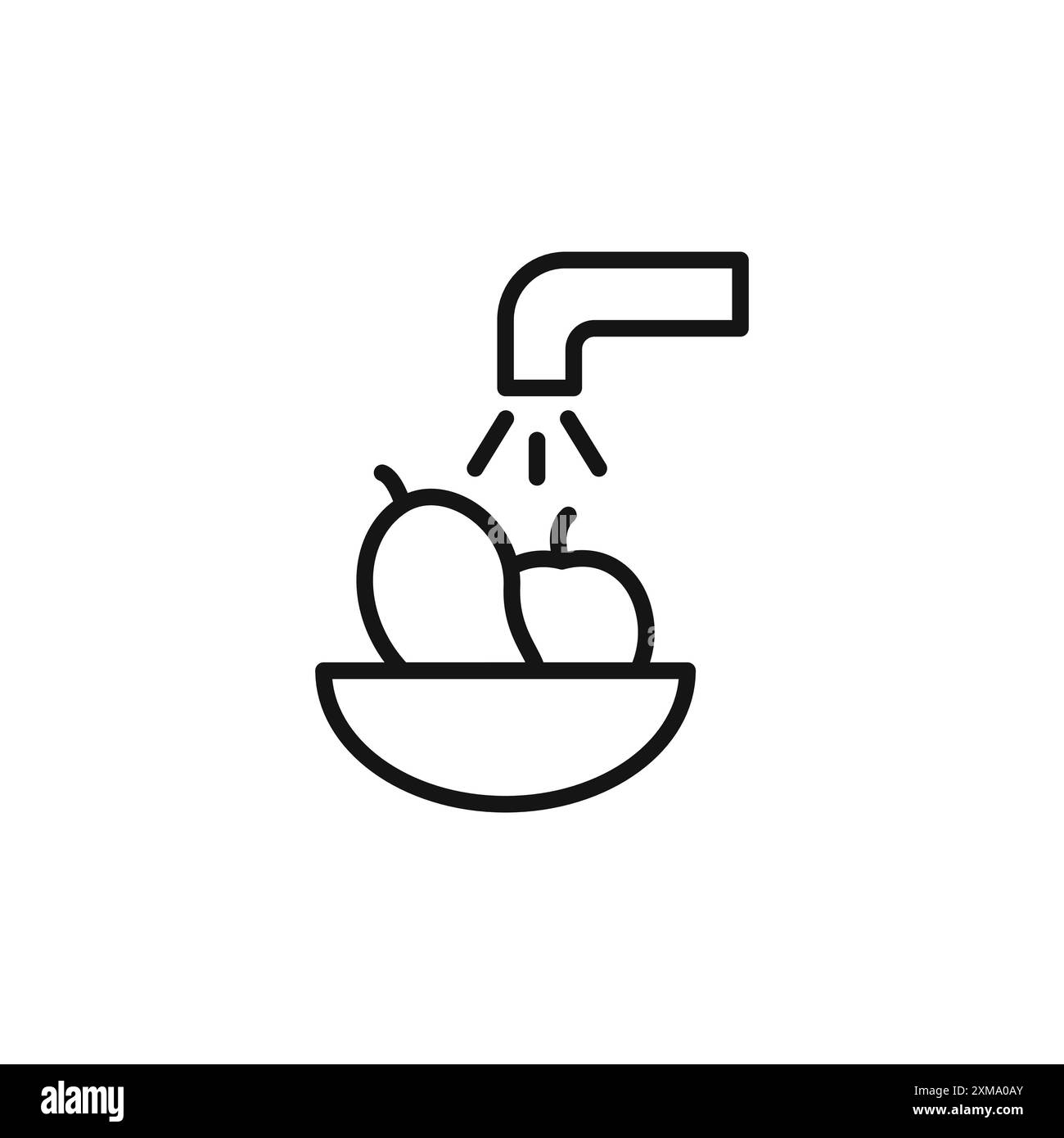 L'icona del lavaggio della frutta delinea la raccolta o il set in bianco e nero Illustrazione Vettoriale