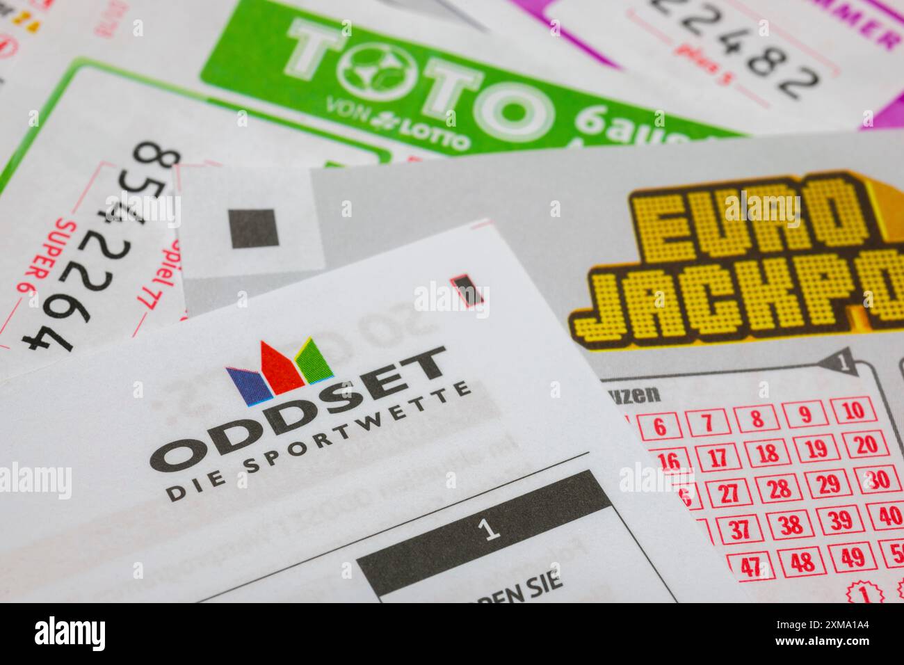 Biglietti, gioco d'azzardo, biglietti per scommesse, Toto, Oddset, JACKPOT EURO Foto Stock