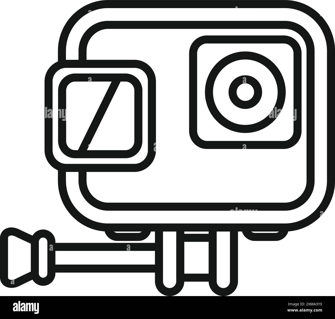Action camera, pronta a riprendere filmati di alta qualità di emozionanti avventure e attività all'aperto Illustrazione Vettoriale